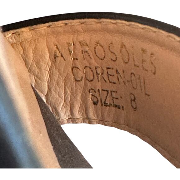 Aerosoles Coren Oil Leather Pumps SZ 8 Open Toe Dressy Sandal ChunkyHeels - Picture 10 of 11